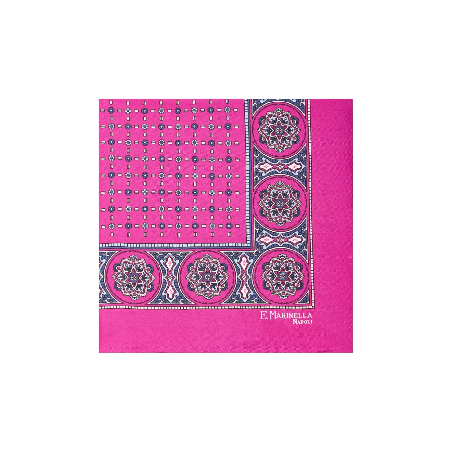 POCHETTE DA TASCHINO IN SETA STAMPATA A MANO FUCSIA Microfantasia fiore