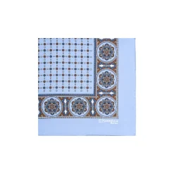 POCHETTE DA TASCHINO IN SETA STAMPATA A MANO AZZURRA Microfantasia fiore