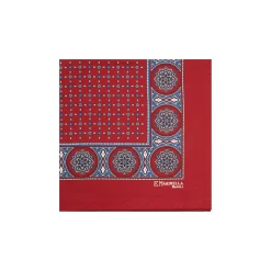 POCHETTE DA TASCHINO IN SETA STAMPATA A MANO BORDEAUX Microfantasia fiore