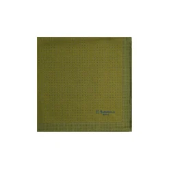 POCHETTE DA TASCHINO IN SETA STAMPATA A MANO VERDE OLIVA Pois