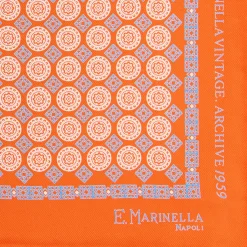 POCHETTE DA TASCHINO IN SETA STAMPATA A MANO ARANCIONE Fantasia archivio 1959
