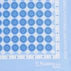 POCHETTE DA TASCHINO IN SETA STAMPATA A MANO AZZURRO Fantasia archivio 1959