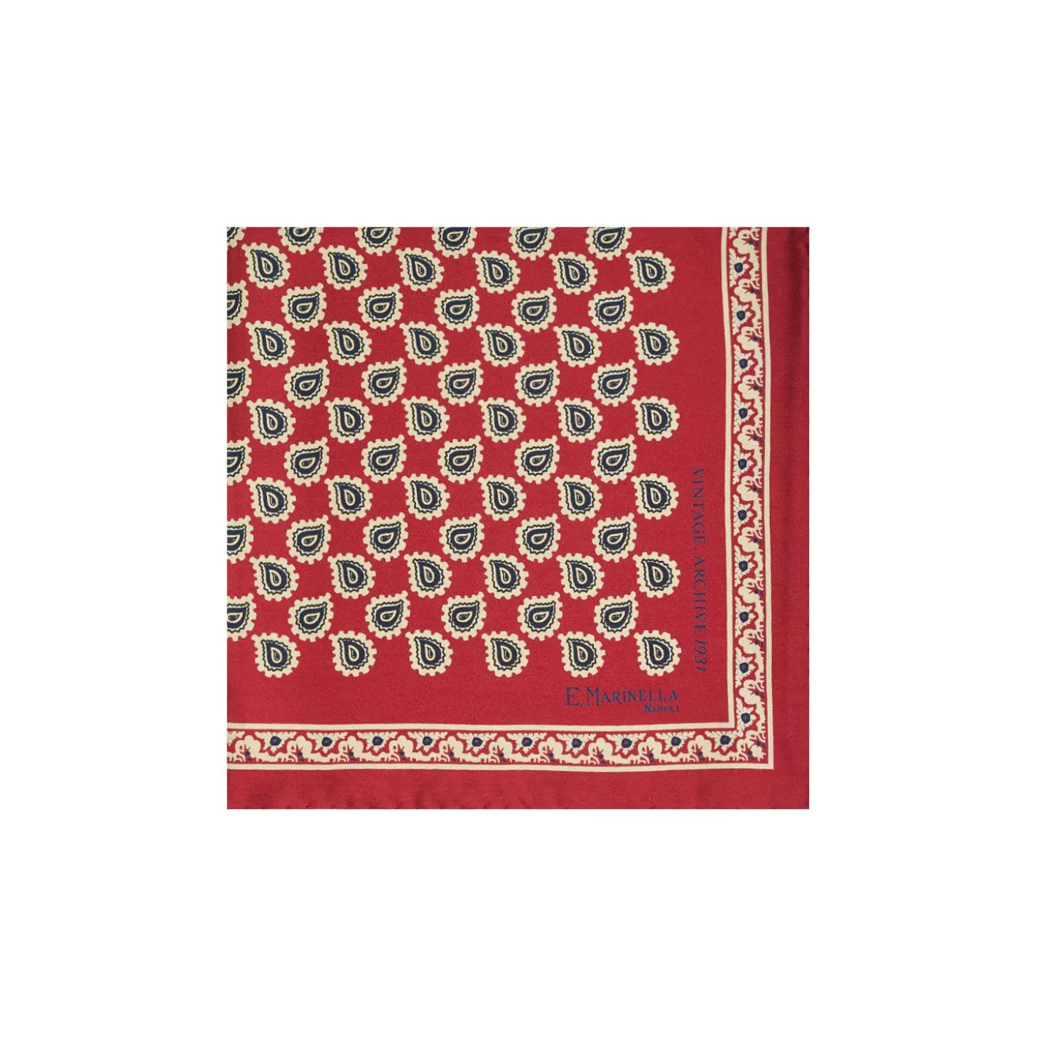 POCHETTE DA TASCHINO IN SETA STAMPATA A MANO BORDEAUX Fantasia archivio 1931