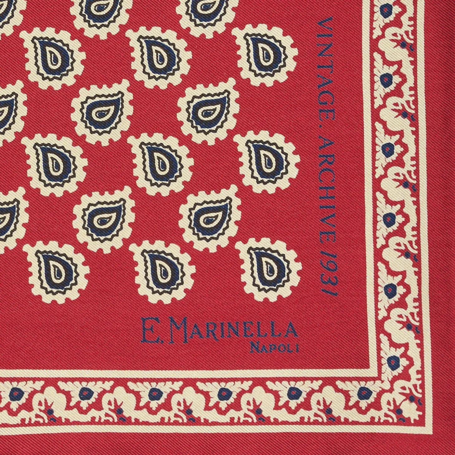 POCHETTE DA TASCHINO IN SETA STAMPATA A MANO BORDEAUX Fantasia archivio 1931