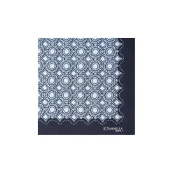 POCHETTE DA TASCHINO IN SETA STAMPATA A MANO BLU SCURO Macrofantasia fiore