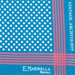 POCHETTE DA TASCHINO IN SETA STAMPATA A MANO BLU SCURO Pois