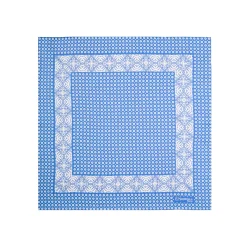 POCHETTE DA TASCHINO IN SETA STAMPATA A MANO BLU MEDIO Microfantasia fiore