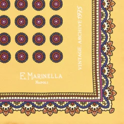 POCHETTE DA TASCHINO IN SETA STAMPATA A MANO GIALLA Fantasia archivio 1975