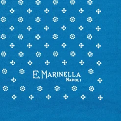 POCHETTE DA TASCHINO IN SETA STAMPATA A MANO BLU MEDIO Microfantasia fiore