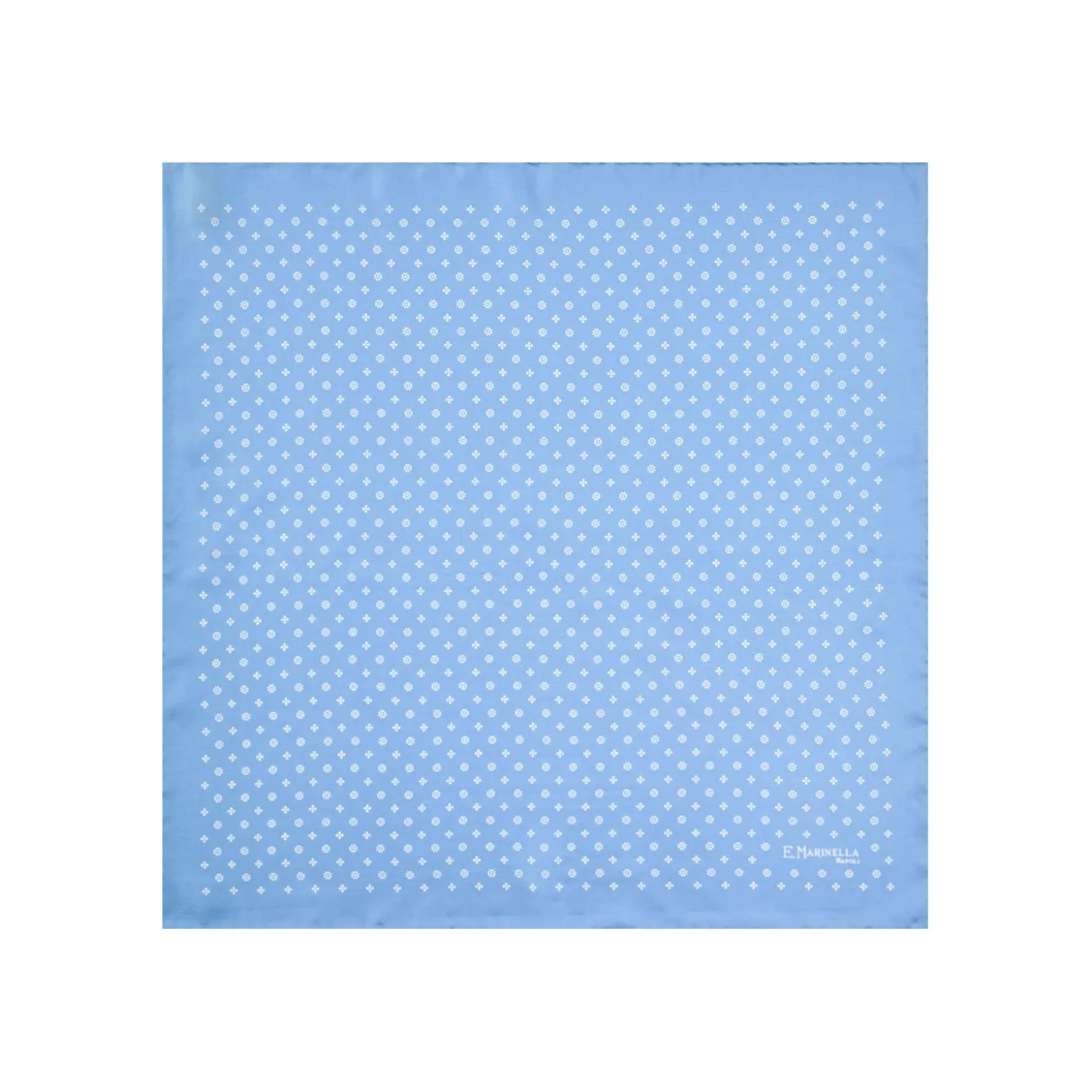 POCHETTE DA TASCHINO IN SETA STAMPATA A MANO AZZURRA Microfantasia fiore