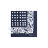 POCHETTE DA TASCHINO IN SETA STAMPATA A MANO BLU SCURO Microfantasia fiore