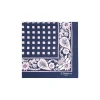 POCHETTE DA TASCHINO IN SETA STAMPATA A MANO BLU SCURO Microfantasia fiore