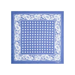 POCHETTE DA TASCHINO IN SETA STAMPATA A MANO AZZURRA Microfantasia fiore