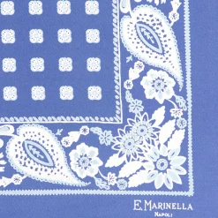 POCHETTE DA TASCHINO IN SETA STAMPATA A MANO AZZURRA Microfantasia fiore