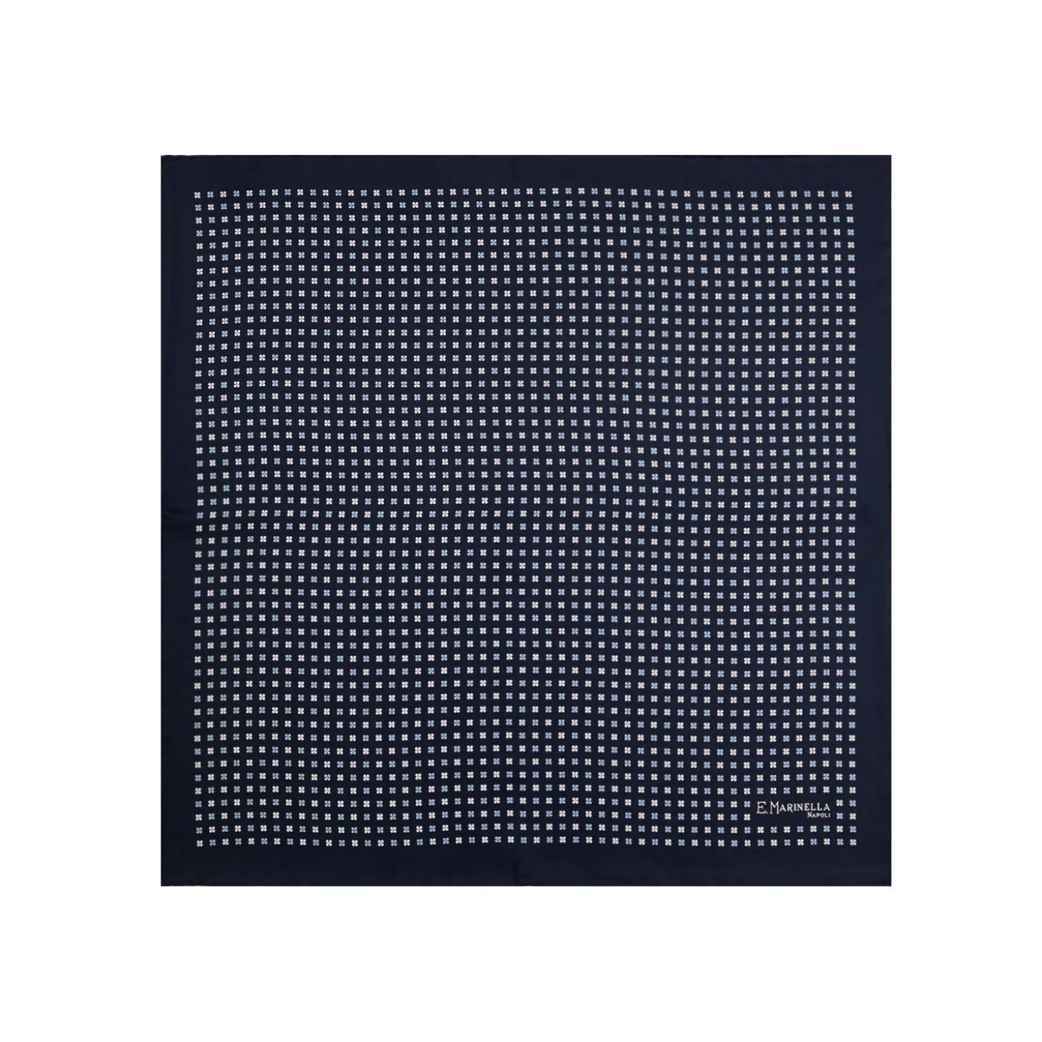 POCHETTE DA TASCHINO IN SETA STAMPATA A MANO BLU SCURO Microfantasia fiore