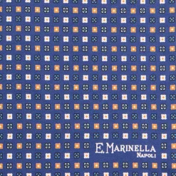 POCHETTE DA TASCHINO IN SETA STAMPATA A MANO BLU Microfantasia fiore
