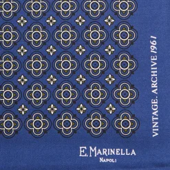 POCHETTE DA TASCHINO IN SETA STAMPATA A MANO BLU Fantasia archivio 1961