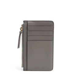 PORTA CARTE DI CREDITO GRIGIO In pelle con zip
