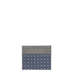 PORTACARTE DI CREDITO SETA E PELLE GRIGIO SCURO 5 scomparti