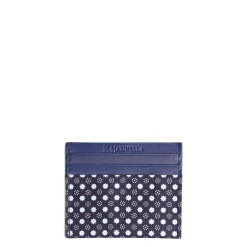 PORTACARTE DI CREDITO SETA E PELLE BLU SCURO 5 scomparti
