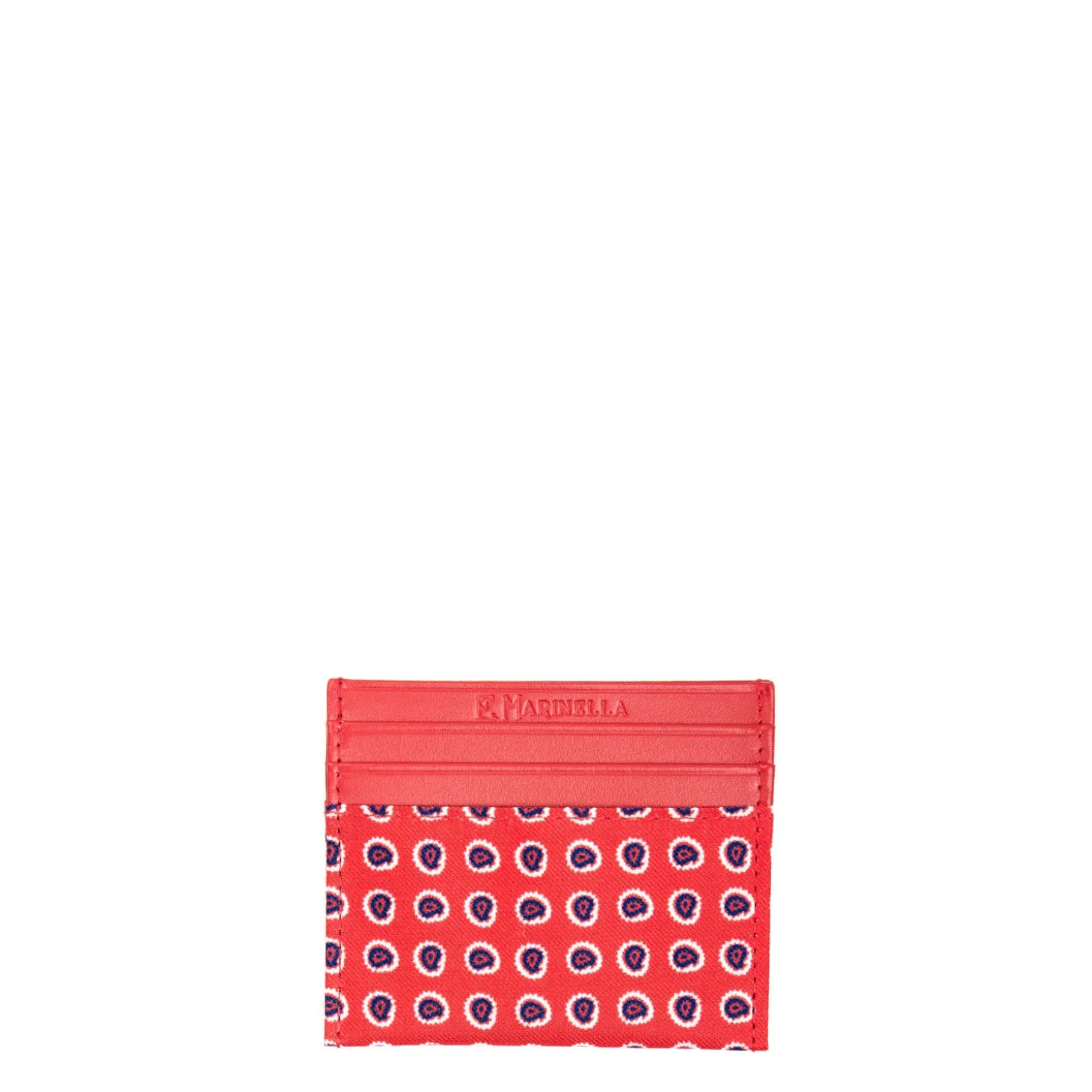 PORTACARTE DI CREDITO SETA E PELLE ROSSO 5 scomparti