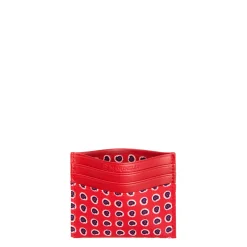 PORTACARTE DI CREDITO SETA E PELLE ROSSO 5 scomparti