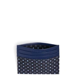 PORTACARTE DI CREDITO SETA E PELLE BLU SCURO 5 scomparti