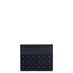 PORTACARTE DI CREDITO SETA E PELLE BLU SCURO 5 scomparti