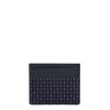 PORTACARTE DI CREDITO SETA E PELLE BLU SCURO 5 scomparti