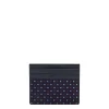 PORTACARTE DI CREDITO SETA E PELLE BLU SCURO 5 scomparti