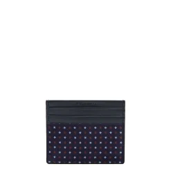 PORTACARTE DI CREDITO SETA E PELLE BLU SCURO 5 scomparti