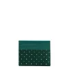 PORTACARTE DI CREDITO SETA E PELLE VERDE SCURO 5 scomparti