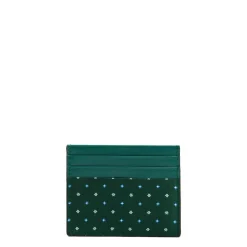 PORTACARTE DI CREDITO SETA E PELLE VERDE SCURO 5 scomparti