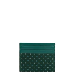 PORTACARTE DI CREDITO SETA E PELLE VERDE SCURO 5 scomparti