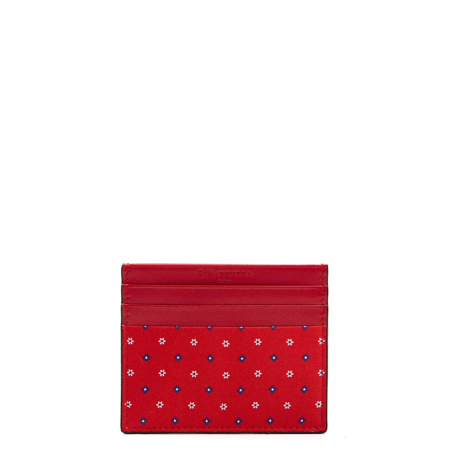 PORTACARTE DI CREDITO SETA E PELLE ROSSO 5 scomparti