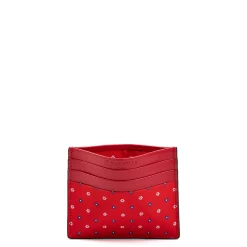 PORTACARTE DI CREDITO SETA E PELLE ROSSO 5 scomparti