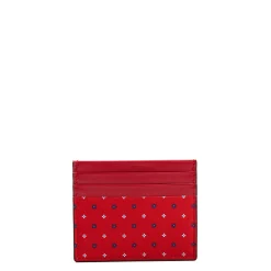 PORTACARTE DI CREDITO SETA E PELLE ROSSO 5 scomparti