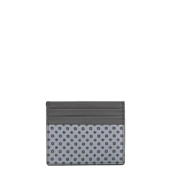 PORTACARTE DI CREDITO SETA E PELLE GRIGIO SCURO 5 scomparti