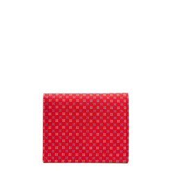 PORTACARTE PIEGHEVOLE IN SETA PELLE ROSSO 10 scomparti