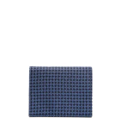 PORTACARTE PIEGHEVOLE IN SETA PELLE BLU SCURO 10 scomparti