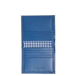 PORTAFOGLIO PICCOLO AZZURRO POLVERE In seta e pelle
