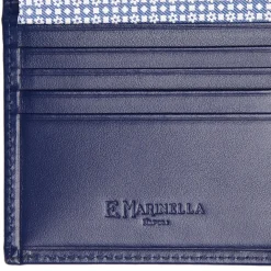 PORTAFOGLIO PICCOLO AZZURRO POLVERE In seta e pelle