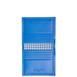 PORTAFOGLIO PICCOLO AZZURRO In seta e pelle