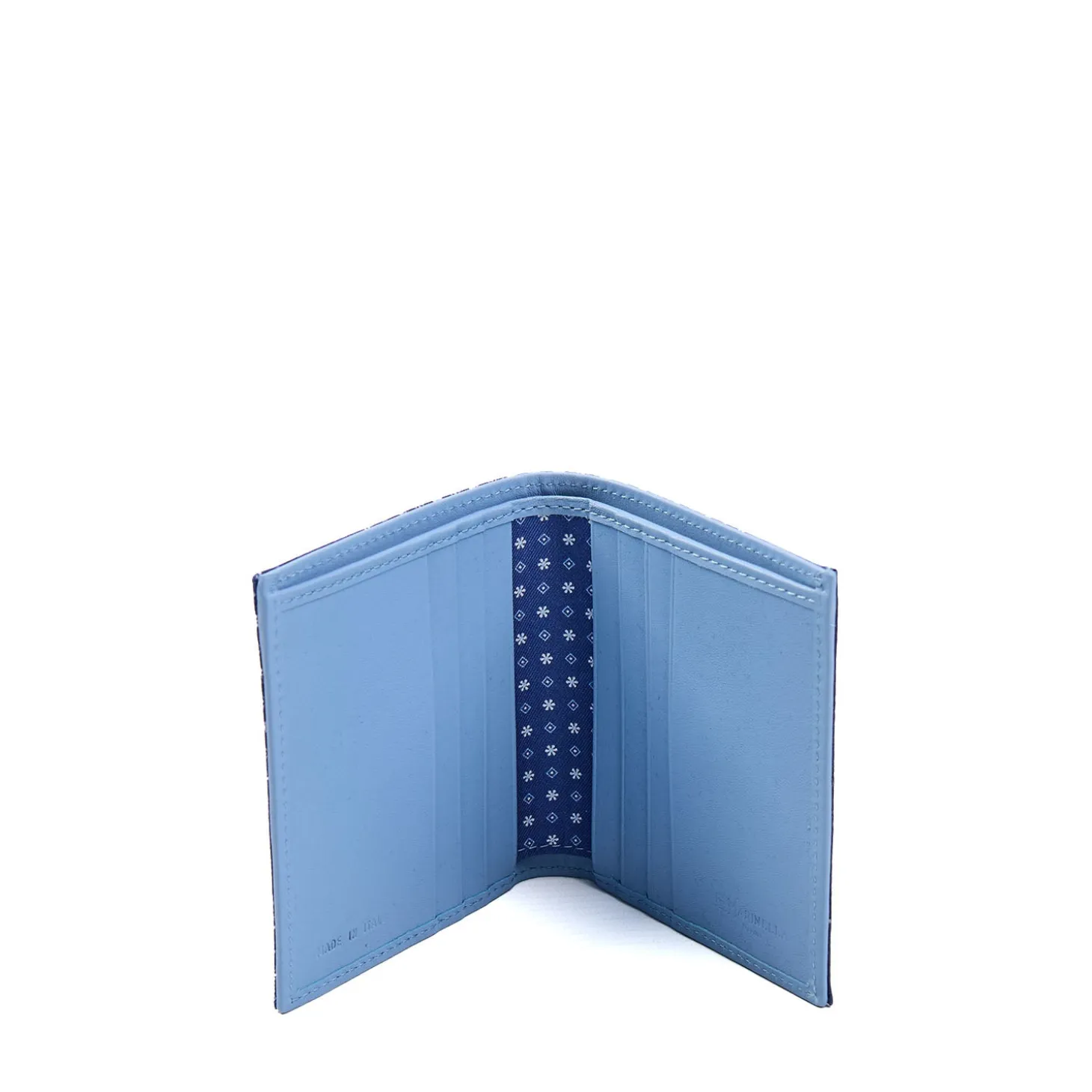 PORTAFOGLIO PICCOLO BLU In seta e pelle
