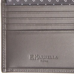 PORTAFOGLIO PICCOLO GRIGIO SCURO In seta e pelle