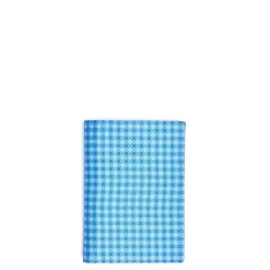 PORTAFOGLIO VERTICALE BLU MEDIO In seta e pelle