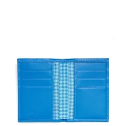 PORTAFOGLIO VERTICALE BLU MEDIO In seta e pelle