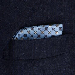 PORTAOCCHIALI AZZURRO In seta stampata a mano