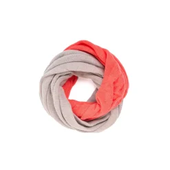 SCALDACOLLO ARANCONE E BEIGE DOPPIO INTRECCIO In cashmere