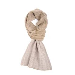 SCALDACOLLO MARRONE CHIARO E BEIGE MICROFANTASIA In cashmere